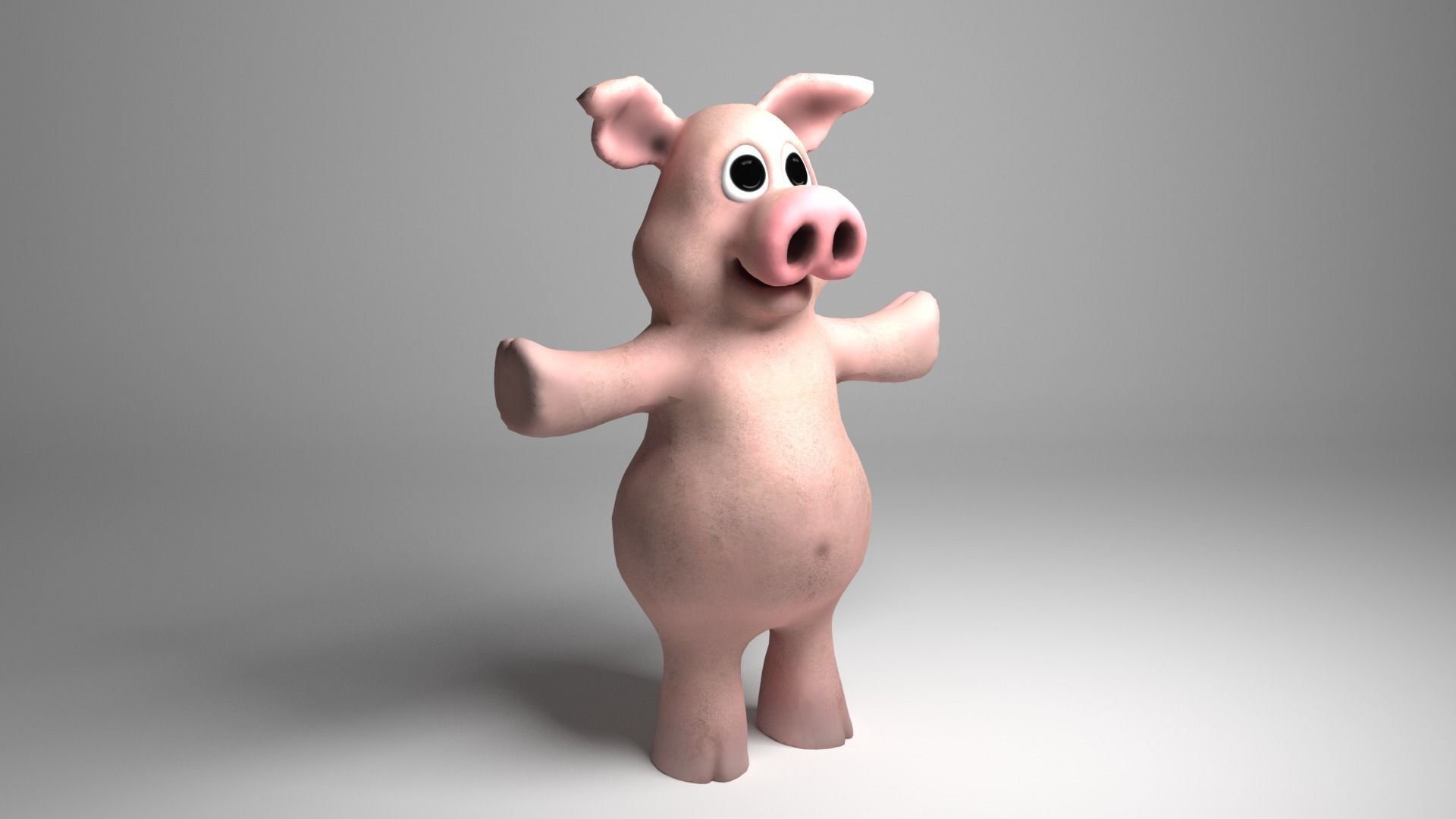 Cartoon Funny Pig  3D model_1