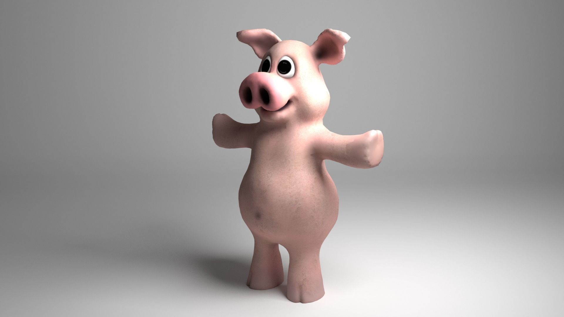 Cartoon Funny Pig  3D model_2