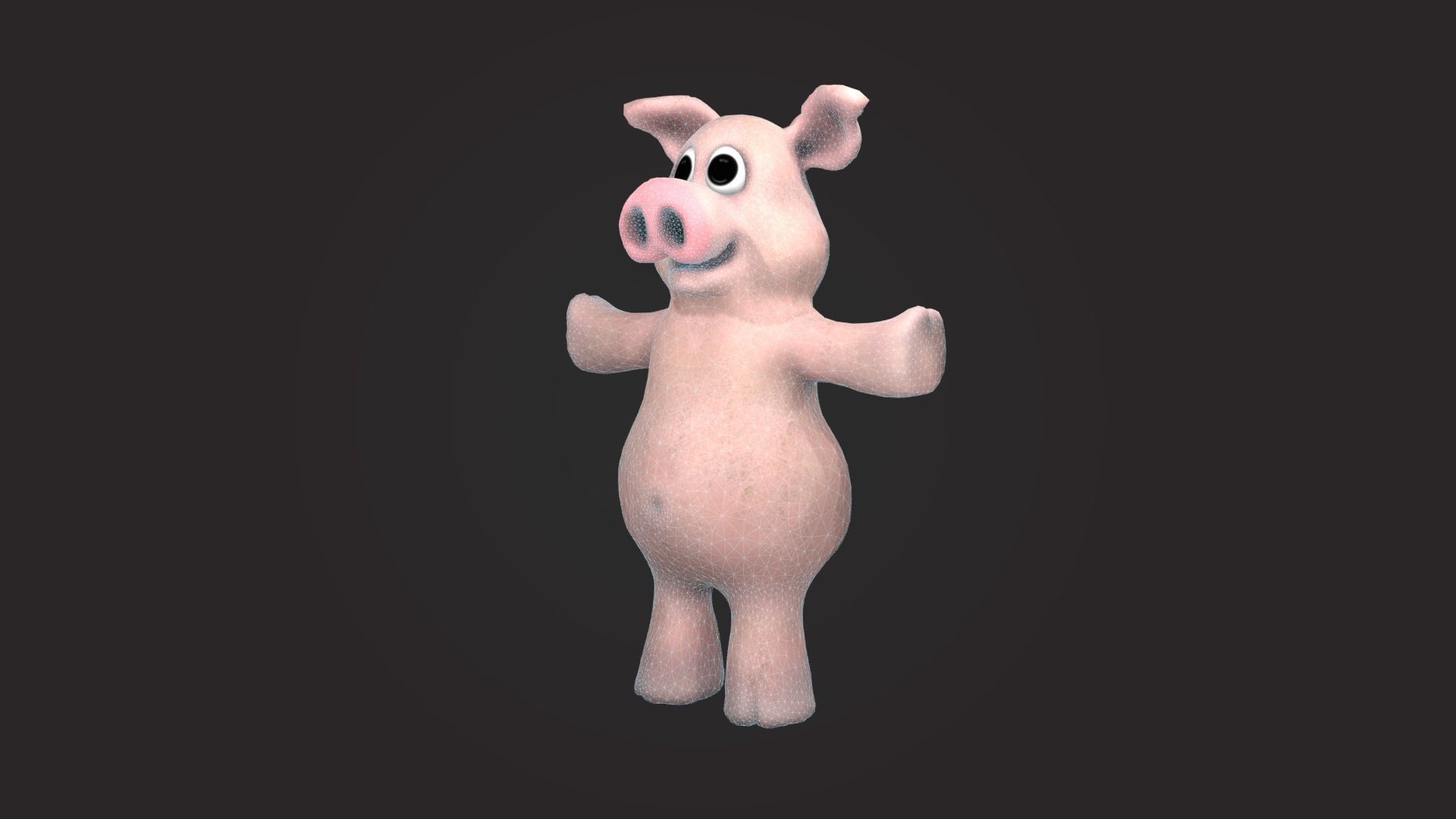 Cartoon Funny Pig  3D model_23