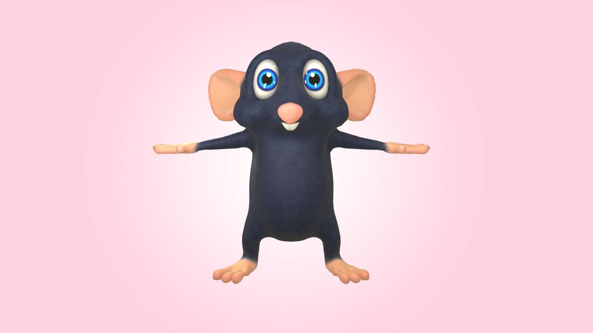 Sewer Rat Cartoon 3D model_1