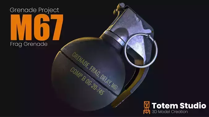 M67 Frag Grenade Low-poly 3D model