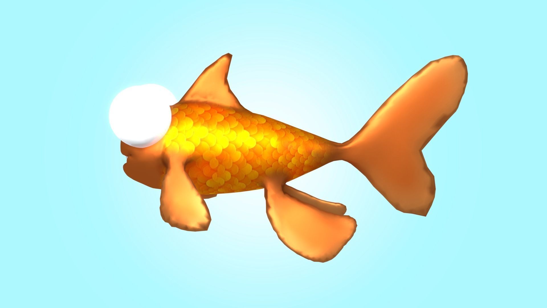Cute Cartoon Goldfish 3D model_11