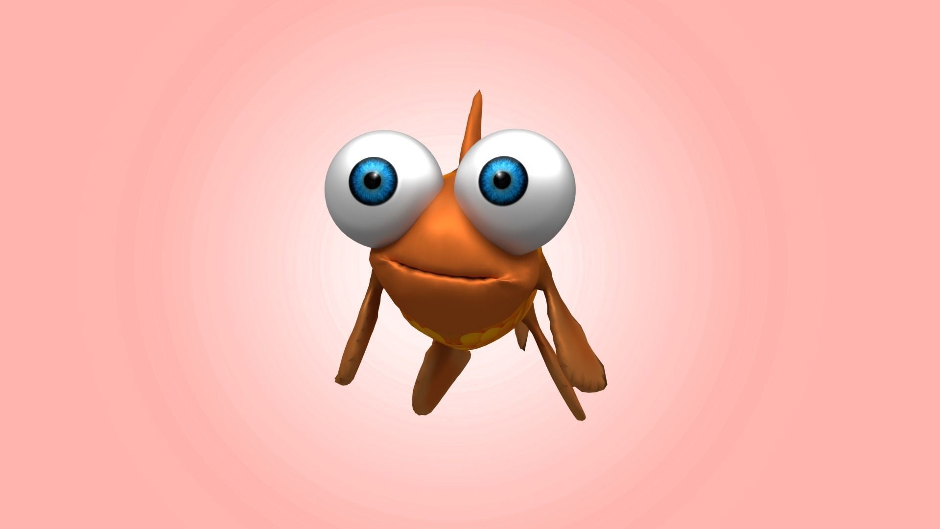 Cute Cartoon Goldfish 3D model_3