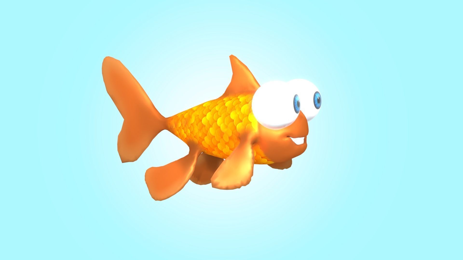 Cute Cartoon Goldfish 3D model_5