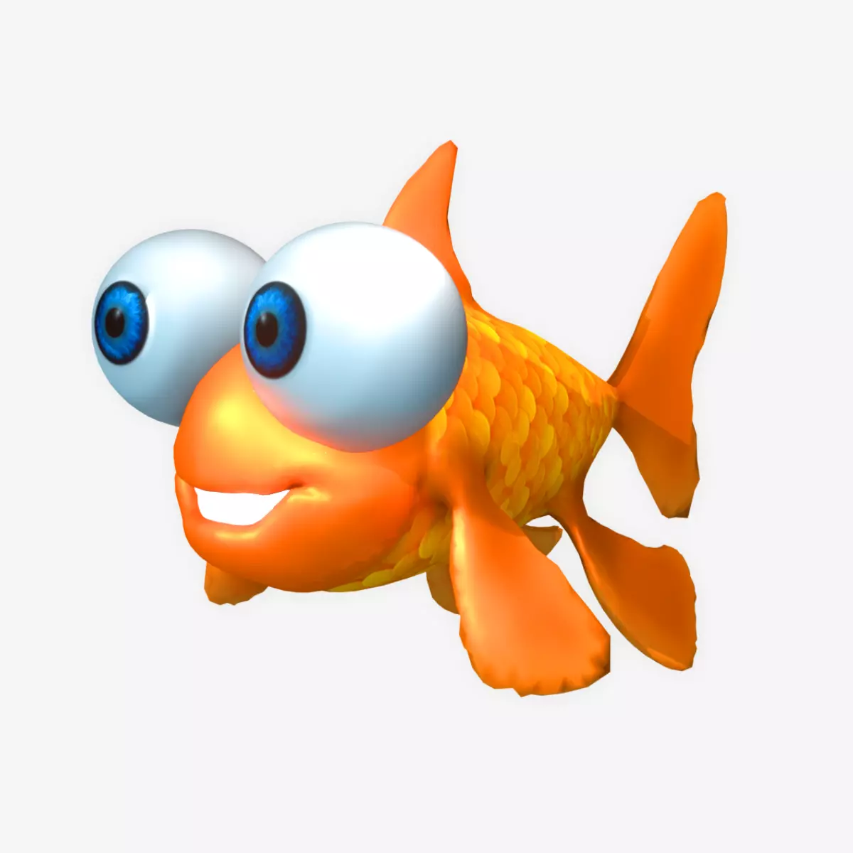 Cute Cartoon Goldfish 3D model_0