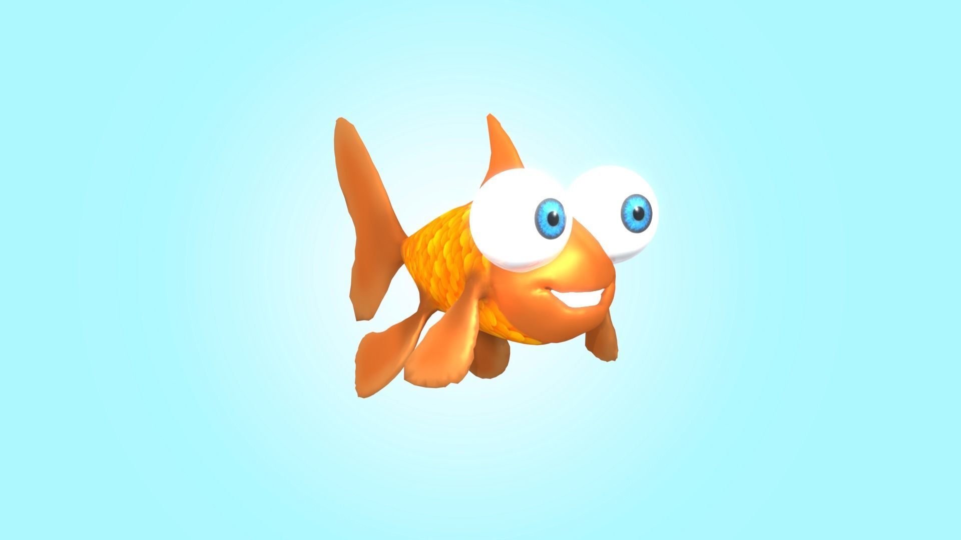 Cute Cartoon Goldfish 3D model_6