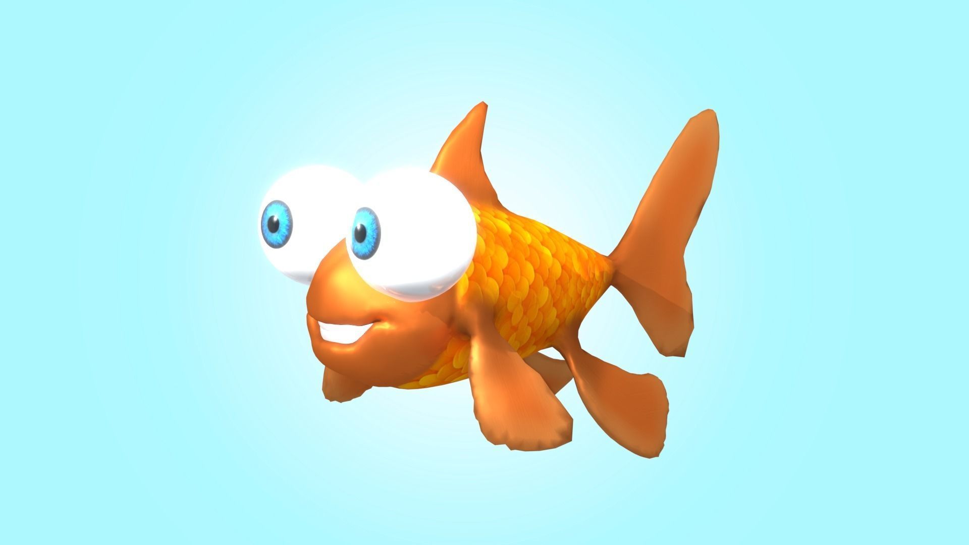 Cute Cartoon Goldfish 3D model_8