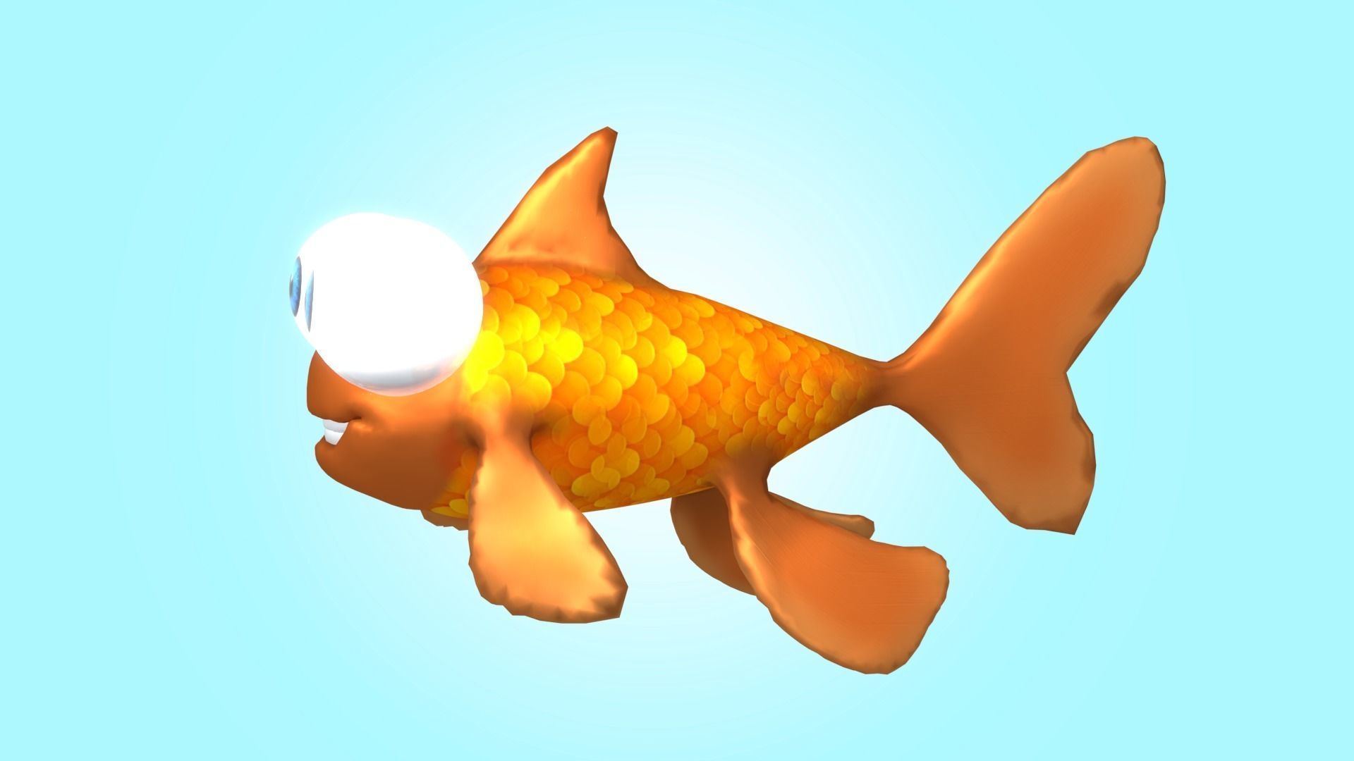 Cute Cartoon Goldfish 3D model_10