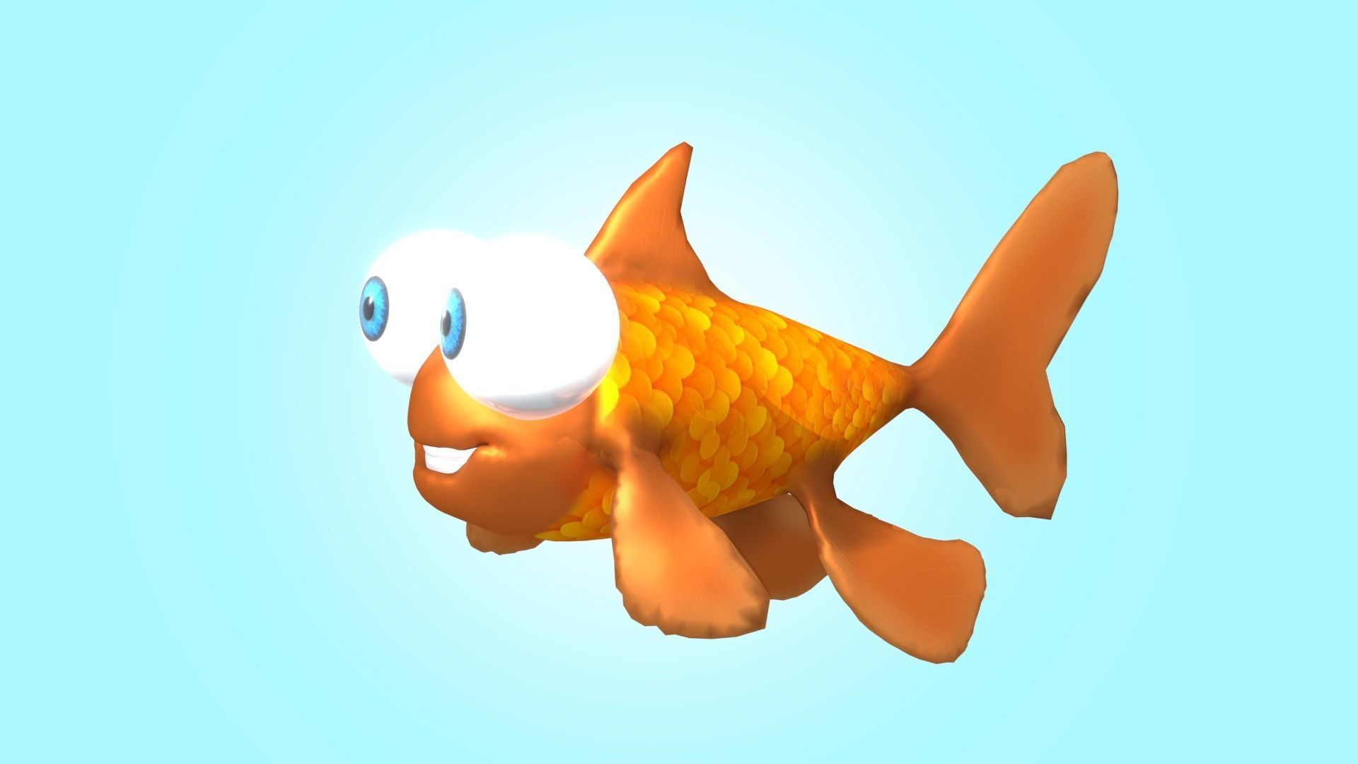 Cute Cartoon Goldfish 3D model_9