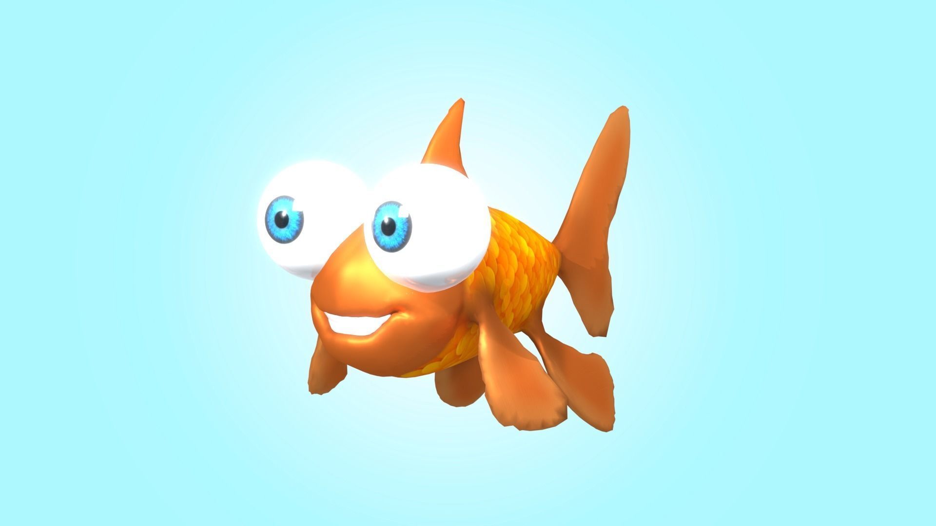 Cute Cartoon Goldfish 3D model_4