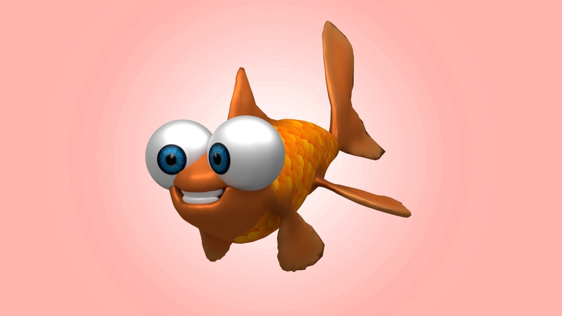 Cute Cartoon Goldfish 3D model_1