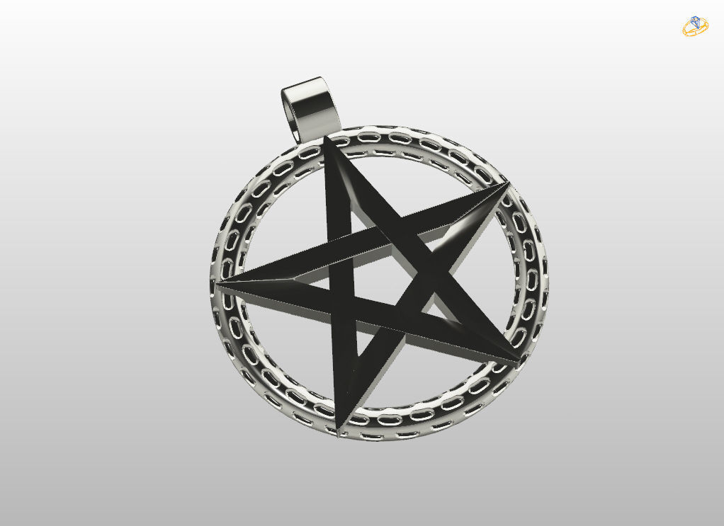 Pendant Pentagram 3D print model_5