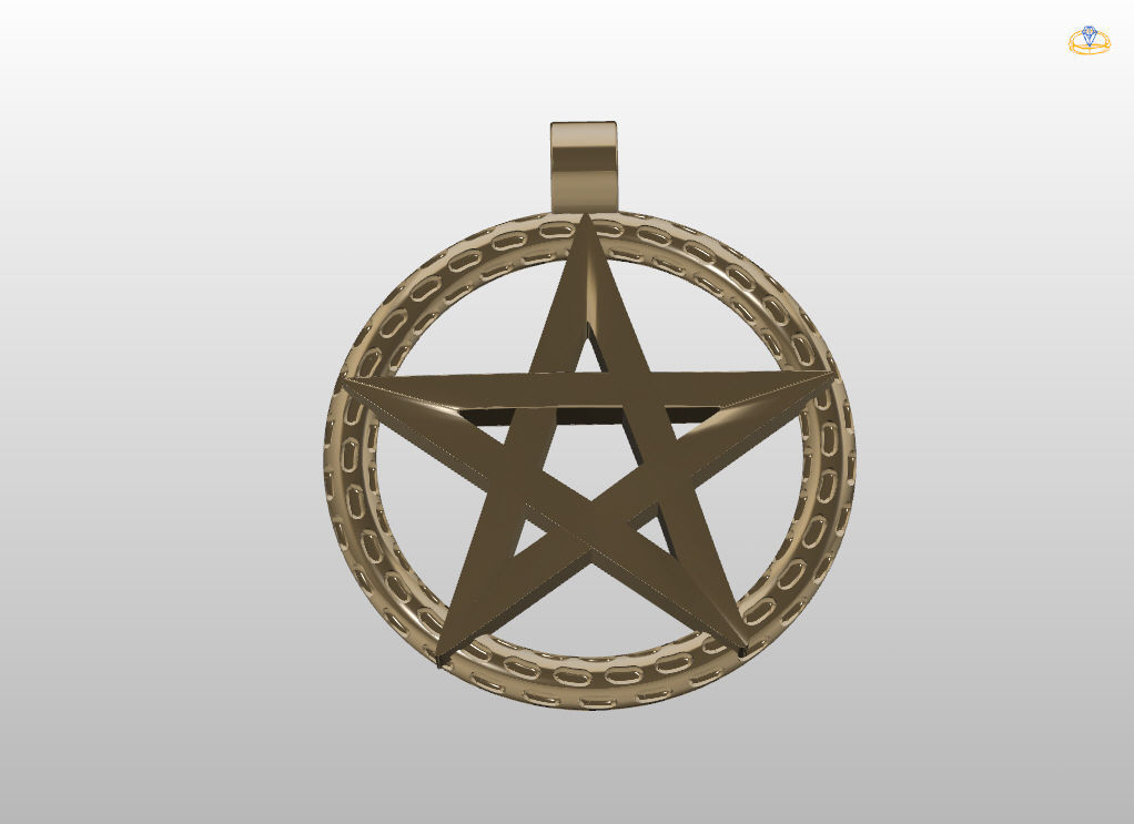 Pendant Pentagram 3D print model_9