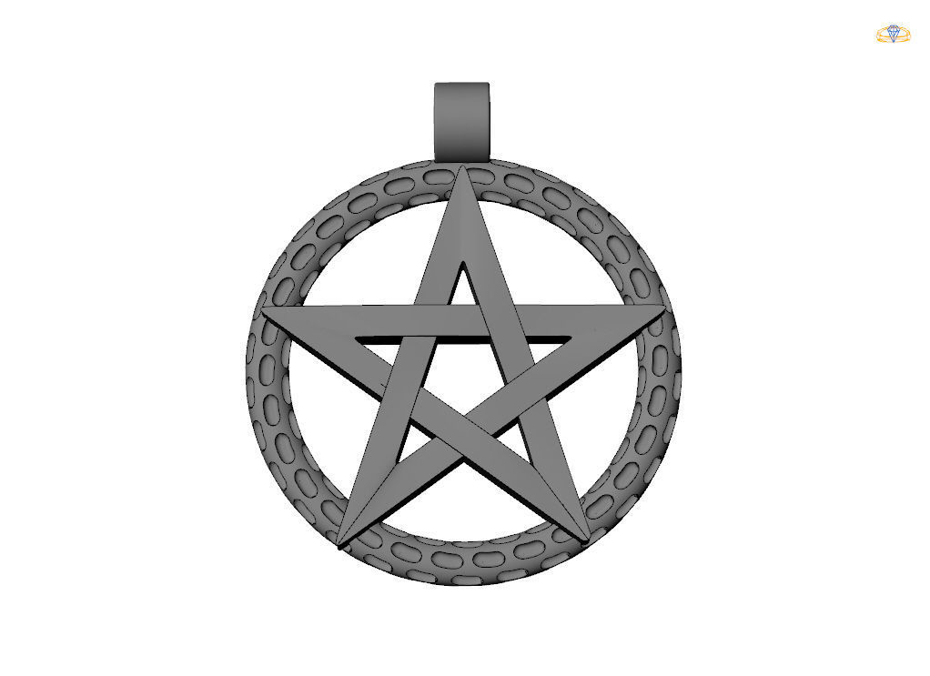 Pendant Pentagram 3D print model_14