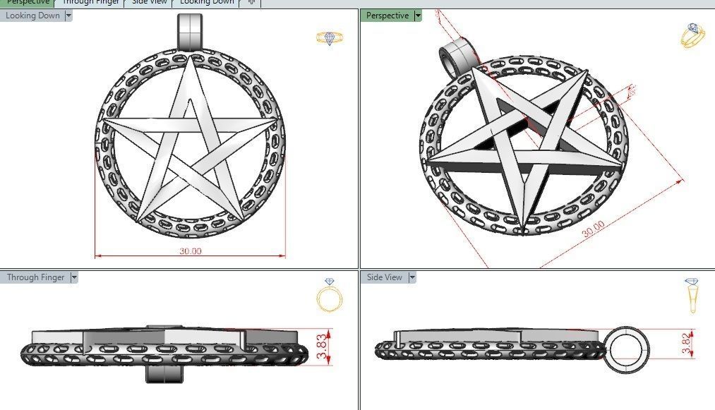 Pendant Pentagram 3D print model_2