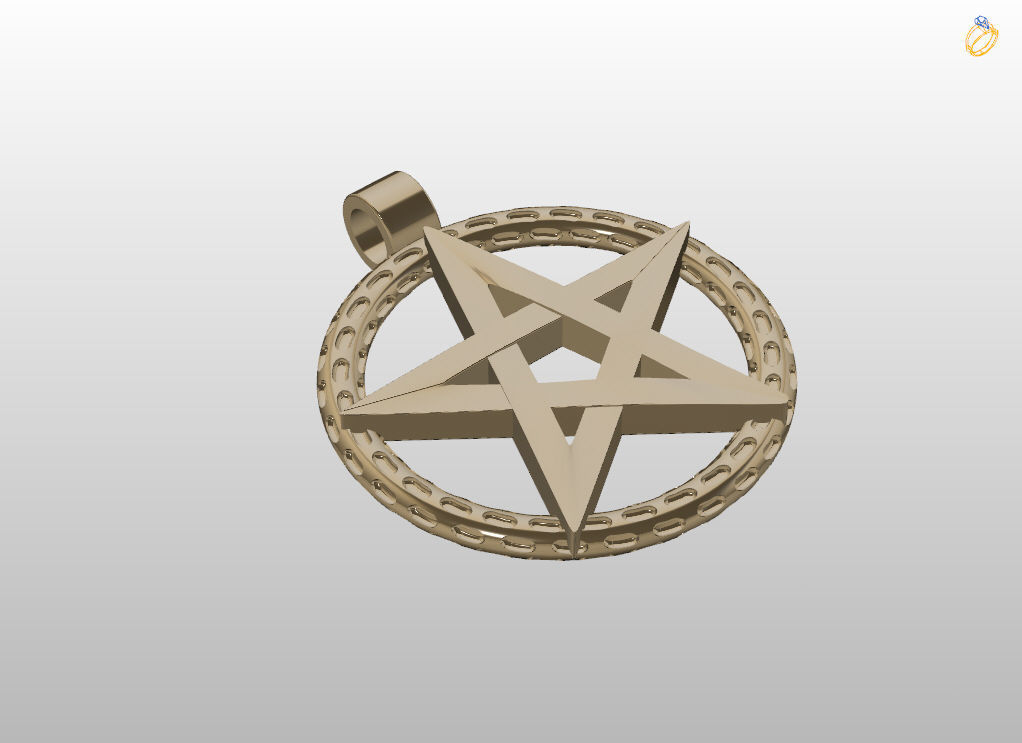 Pendant Pentagram 3D print model_10