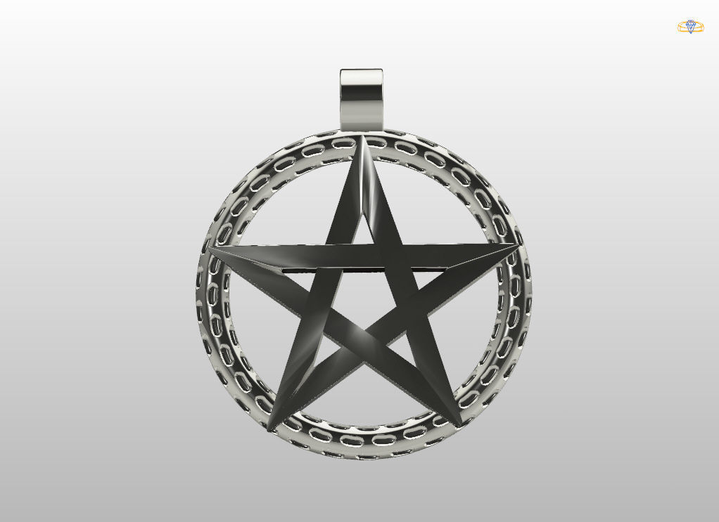 Pendant Pentagram 3D print model_6