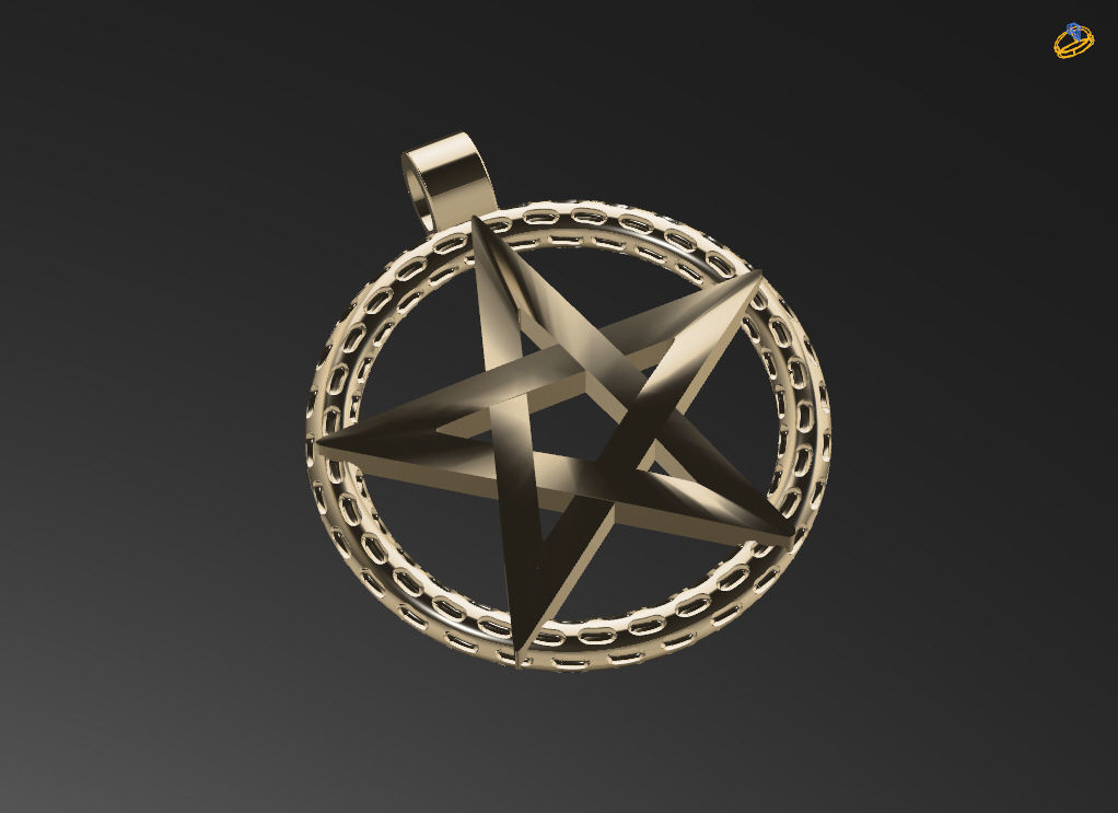 Pendant Pentagram 3D print model_3
