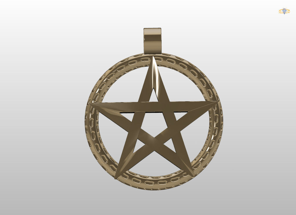 Pendant Pentagram 3D print model_8