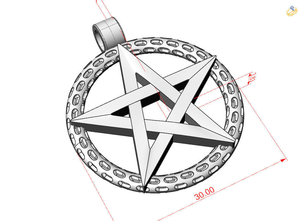 Pendant Pentagram 3D print model_4