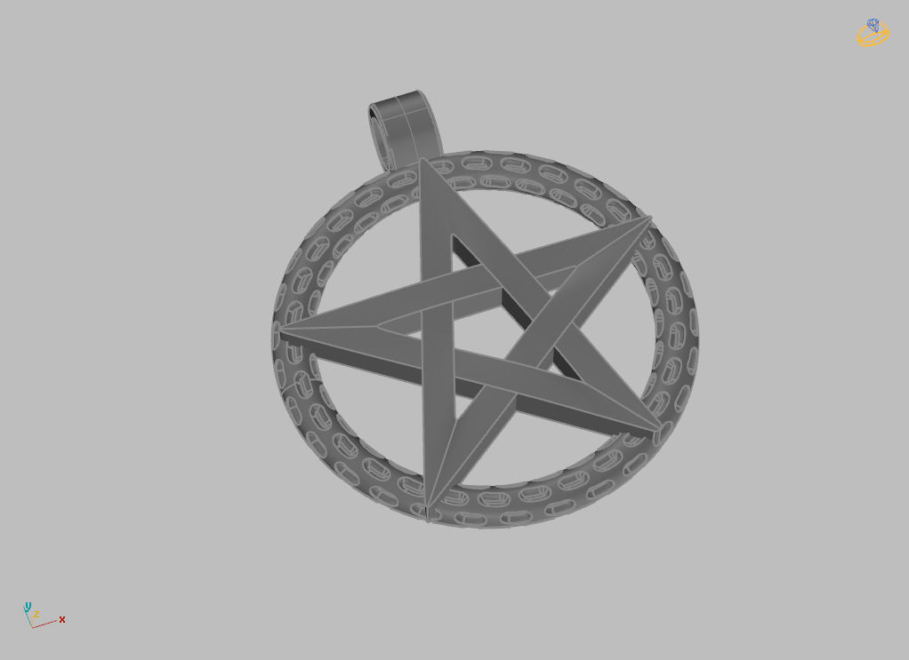 Pendant Pentagram 3D print model_7