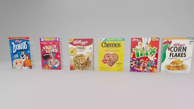 Cereal boxes Low-poly 3D model