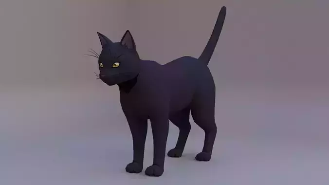 Black Cat  Low-poly 3D model