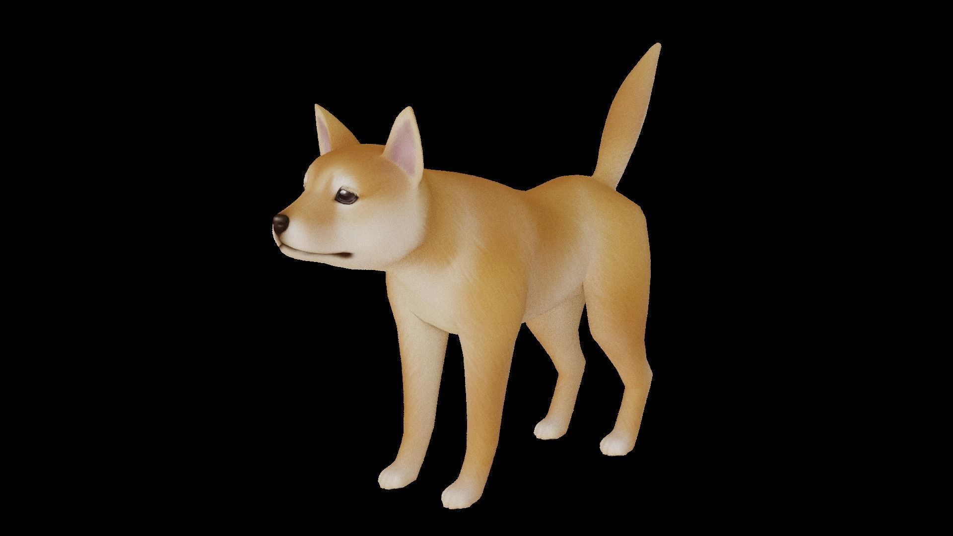Cartoon Shiba Inu Low-poly 3D model_3
