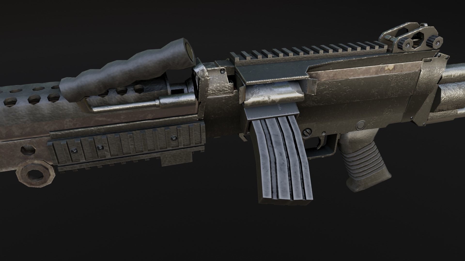 Lowpoly M249 Saw gun 3d Model Free low-poly 3D model_34