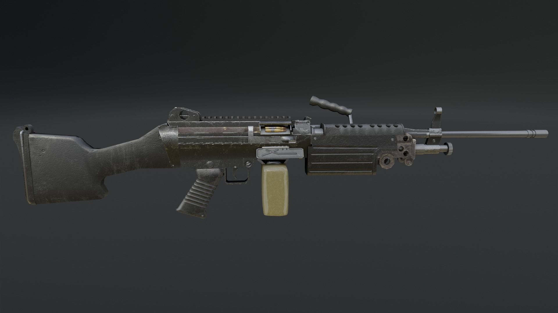 Lowpoly M249 Saw gun 3d Model Free low-poly 3D model_12