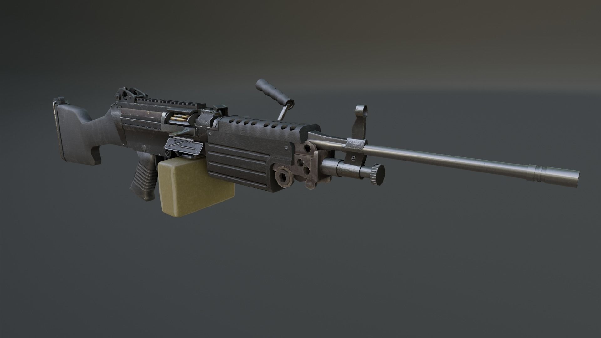 Lowpoly M249 Saw gun 3d Model Free low-poly 3D model_10