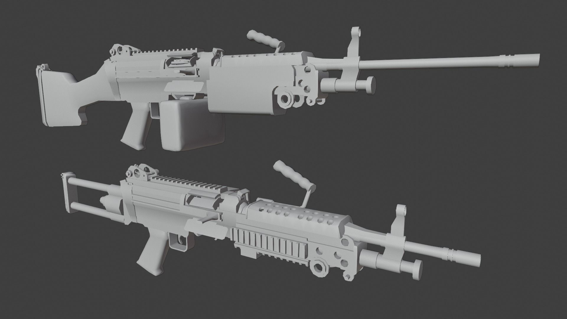 Lowpoly M249 Saw gun 3d Model Free low-poly 3D model_46