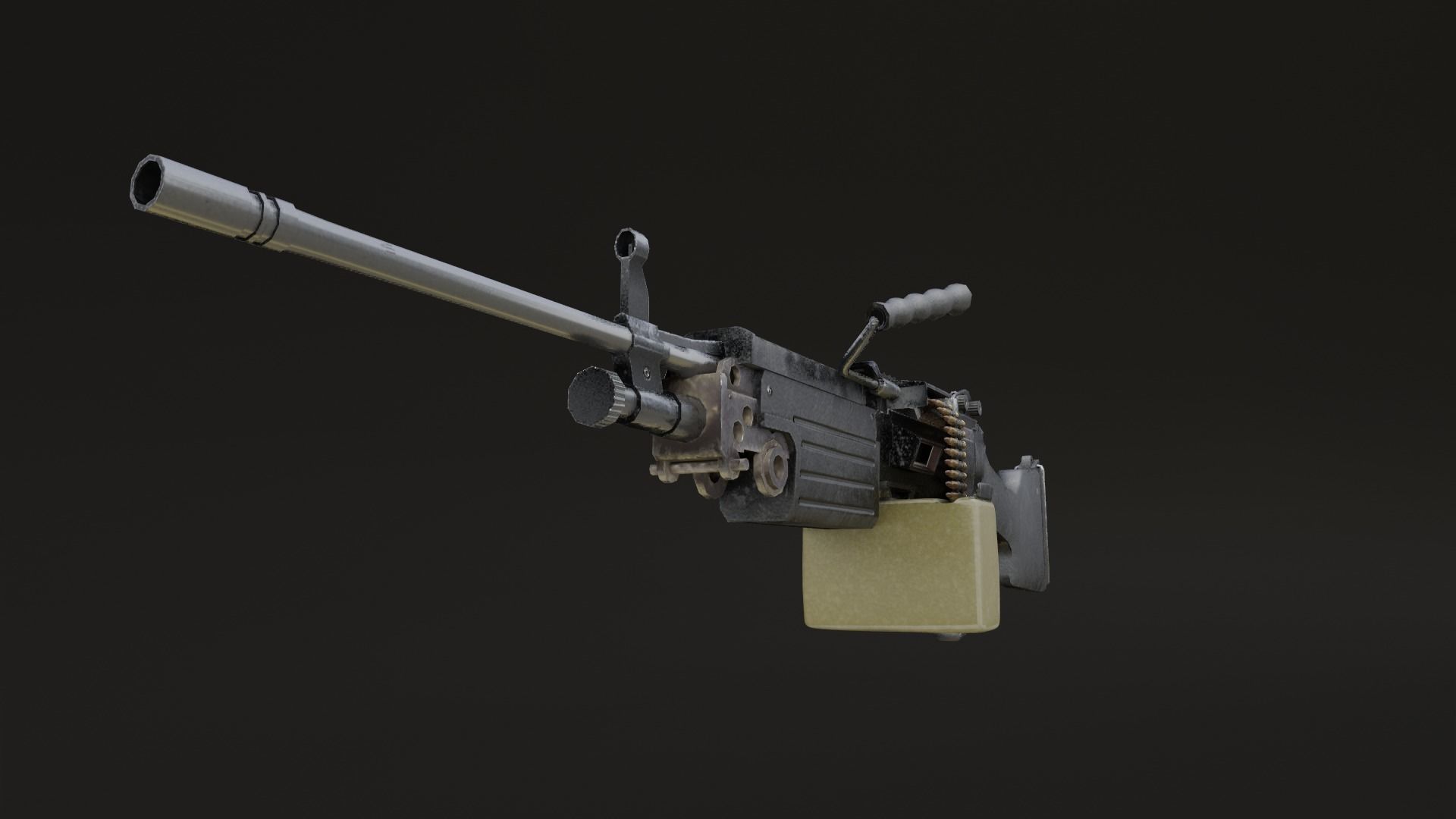 Lowpoly M249 Saw gun 3d Model Free low-poly 3D model_13
