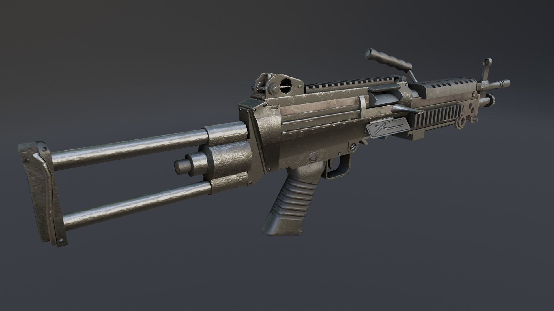 Lowpoly M249 Saw gun 3d Model Free low-poly 3D model_19