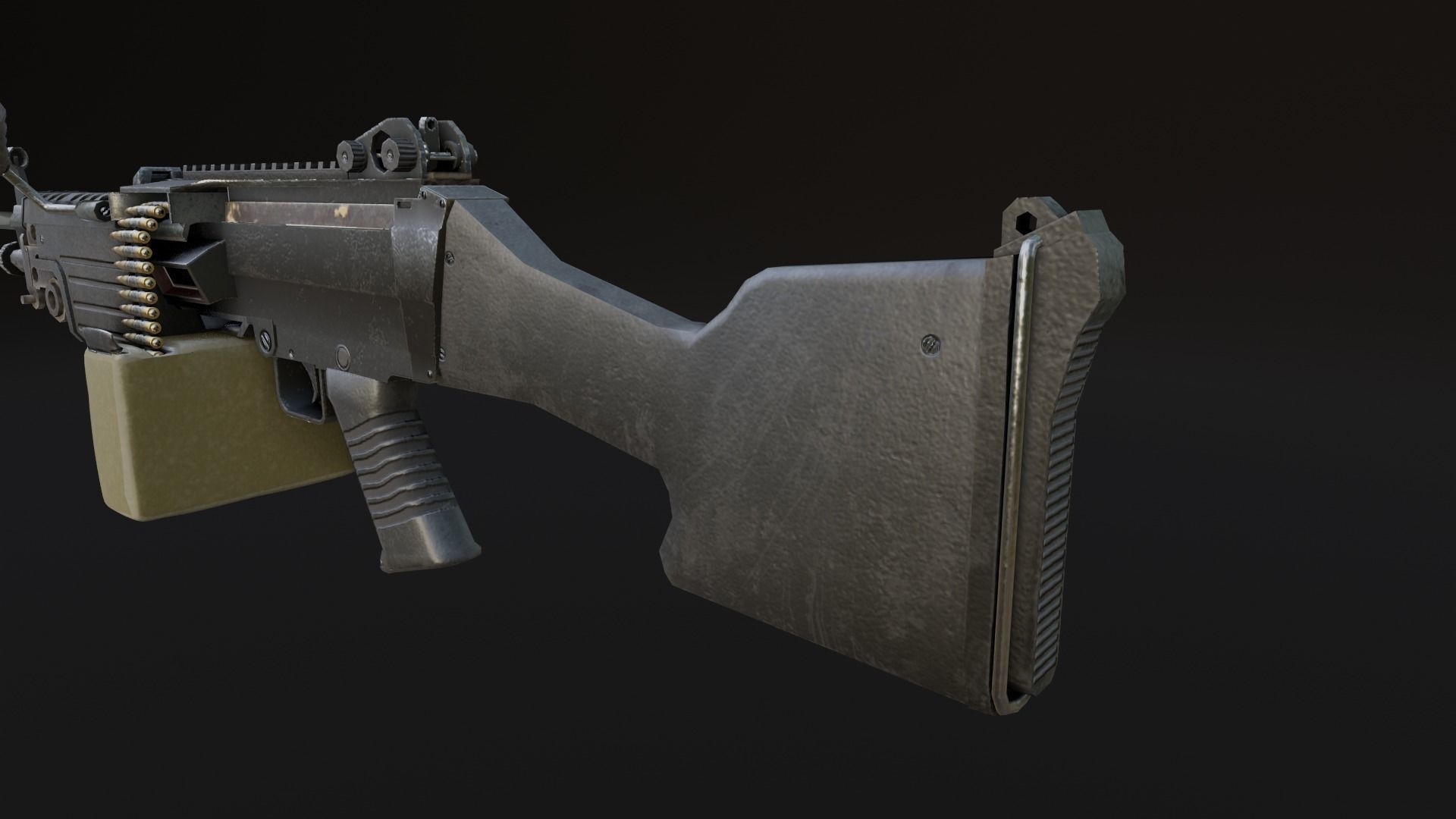 Lowpoly M249 Saw gun 3d Model Free low-poly 3D model_29