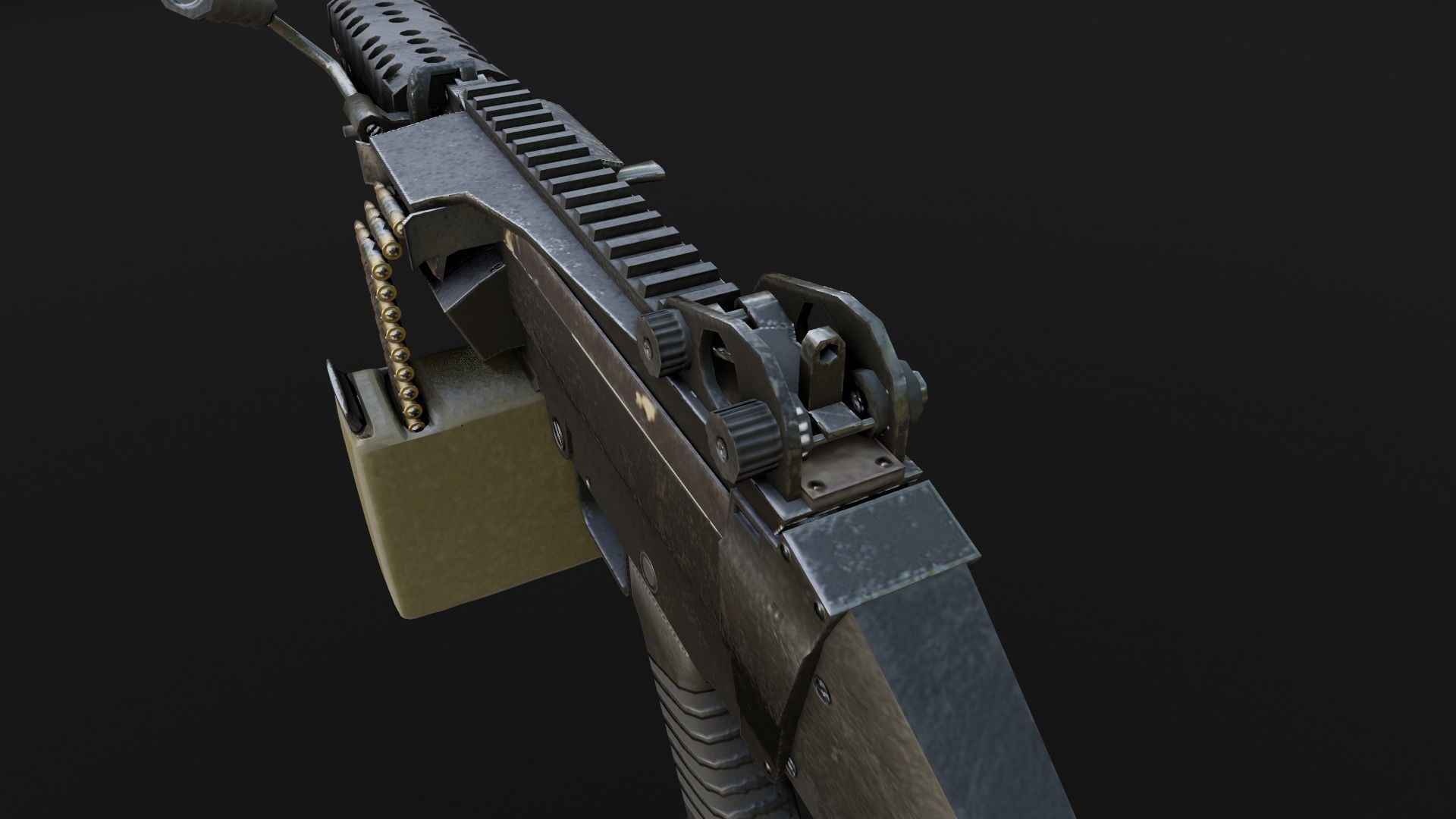 Lowpoly M249 Saw gun 3d Model Free low-poly 3D model_26