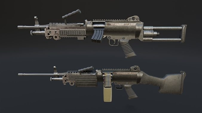 Lowpoly M249 Saw gun 3d Model Free low-poly 3D model