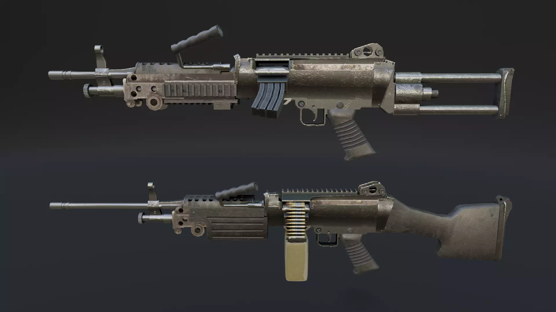 Lowpoly M249 Saw gun 3d Model Free low-poly 3D model_0