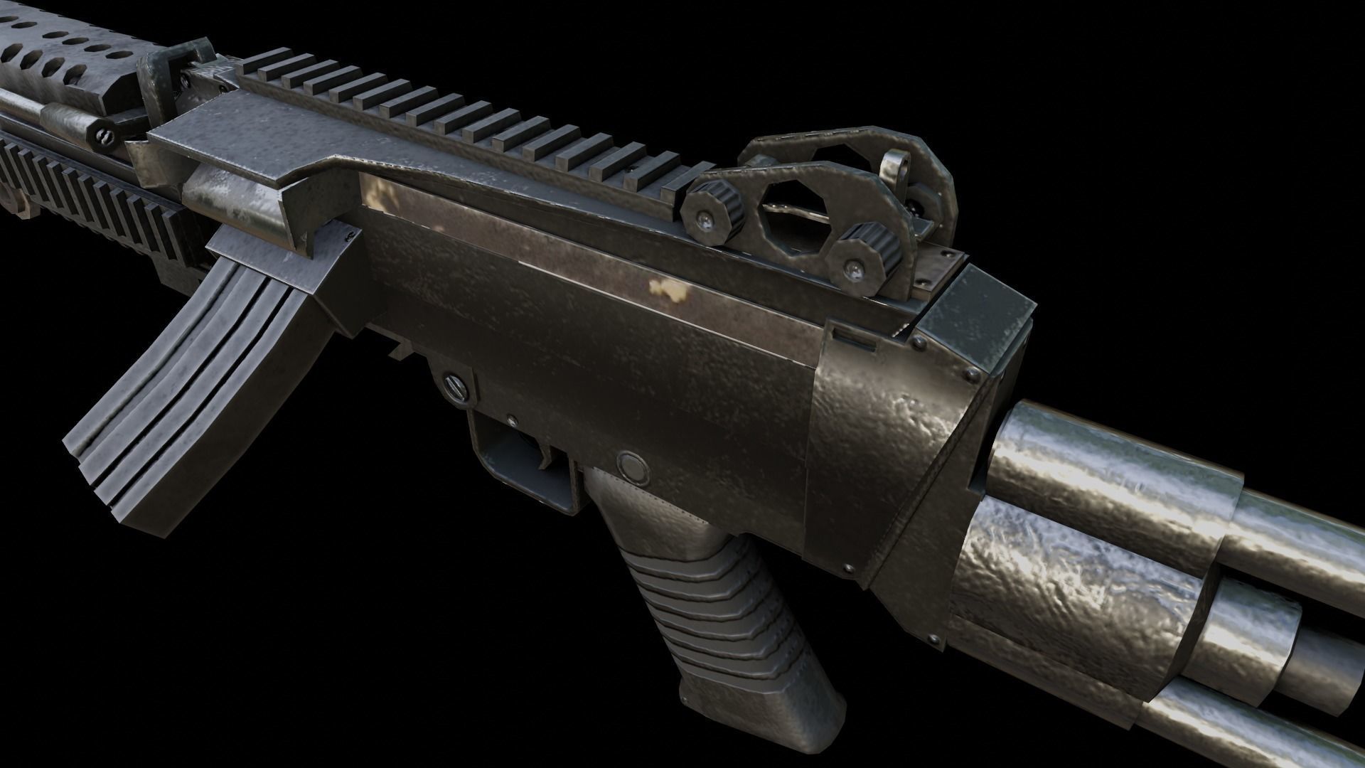 Lowpoly M249 Saw gun 3d Model Free low-poly 3D model_40