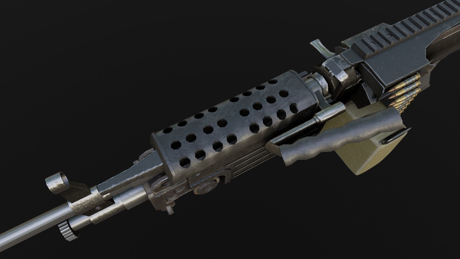 Lowpoly M249 Saw gun 3d Model Free low-poly 3D model_30