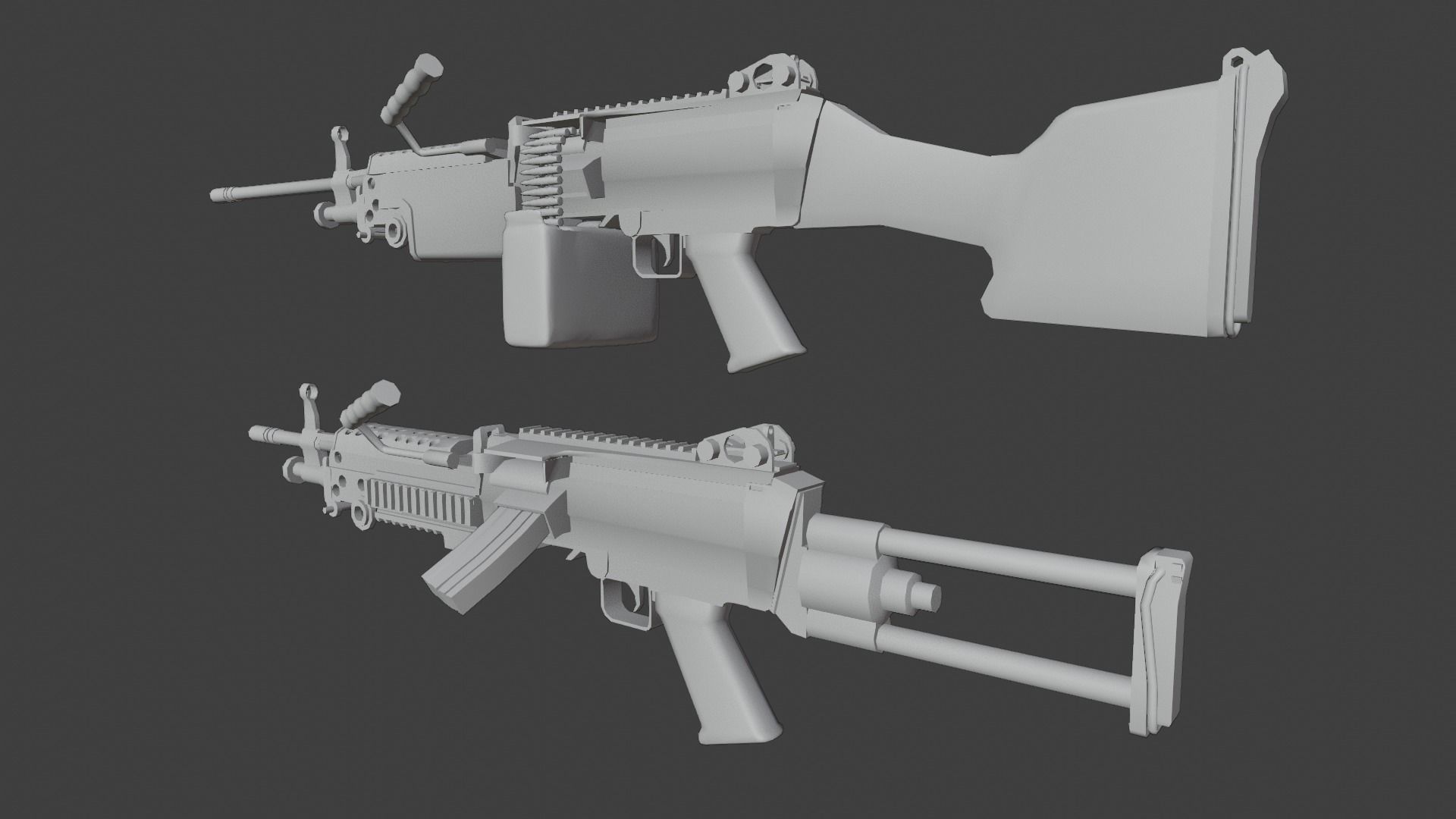 Lowpoly M249 Saw gun 3d Model Free low-poly 3D model_42