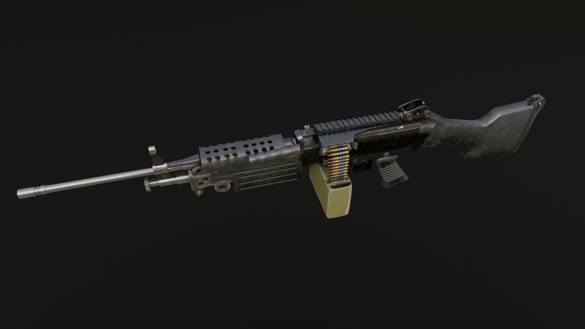 Lowpoly M249 Saw gun 3d Model Free low-poly 3D model_7