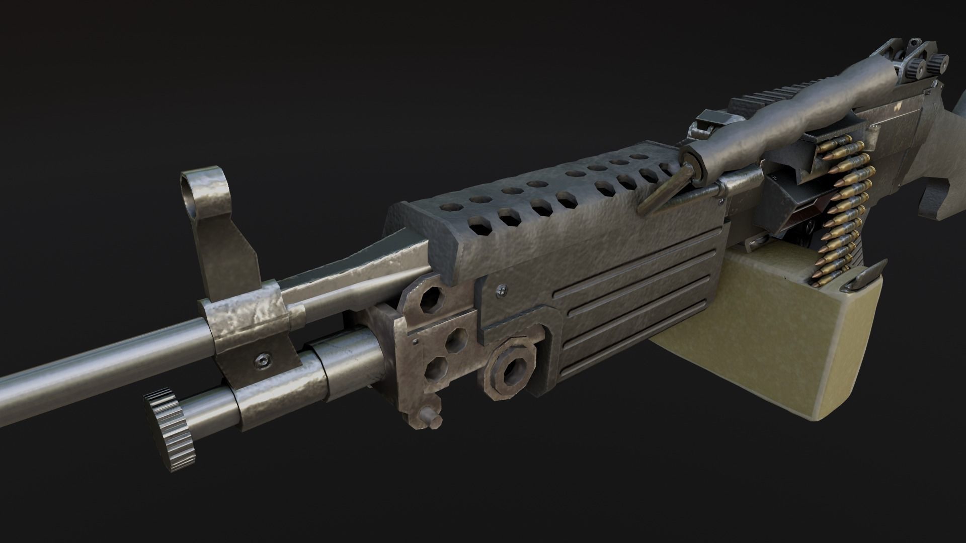 Lowpoly M249 Saw gun 3d Model Free low-poly 3D model_27