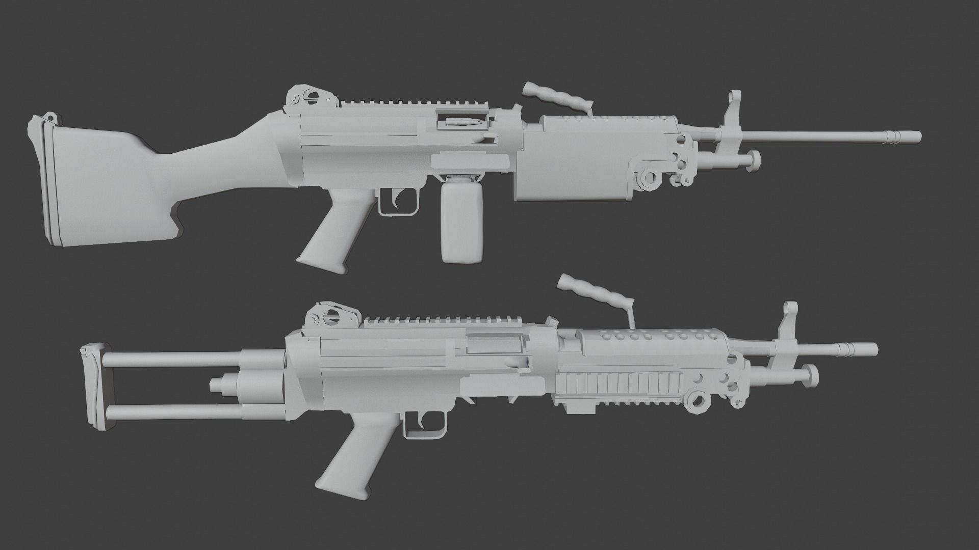 Lowpoly M249 Saw gun 3d Model Free low-poly 3D model_44