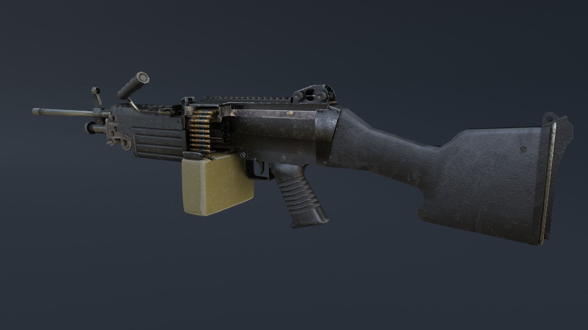 Lowpoly M249 Saw gun 3d Model Free low-poly 3D model_8