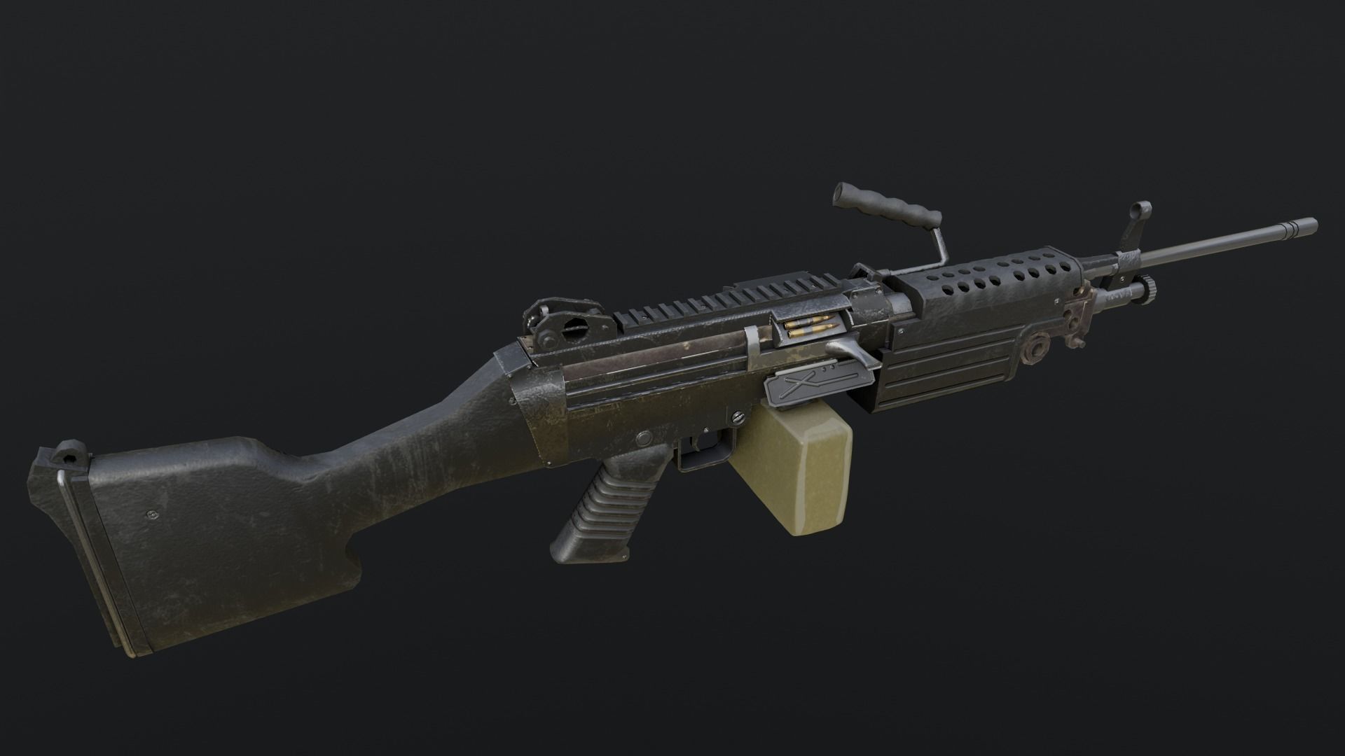 Lowpoly M249 Saw gun 3d Model Free low-poly 3D model_11
