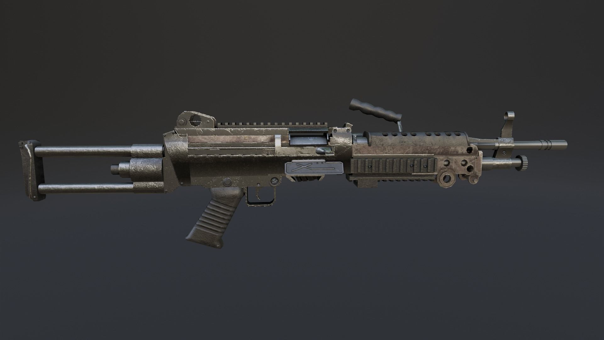 Lowpoly M249 Saw gun 3d Model Free low-poly 3D model_18