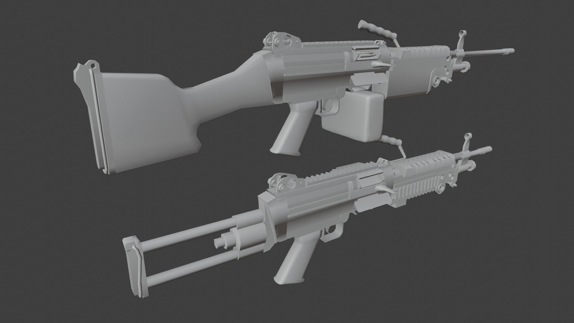 Lowpoly M249 Saw gun 3d Model Free low-poly 3D model_45