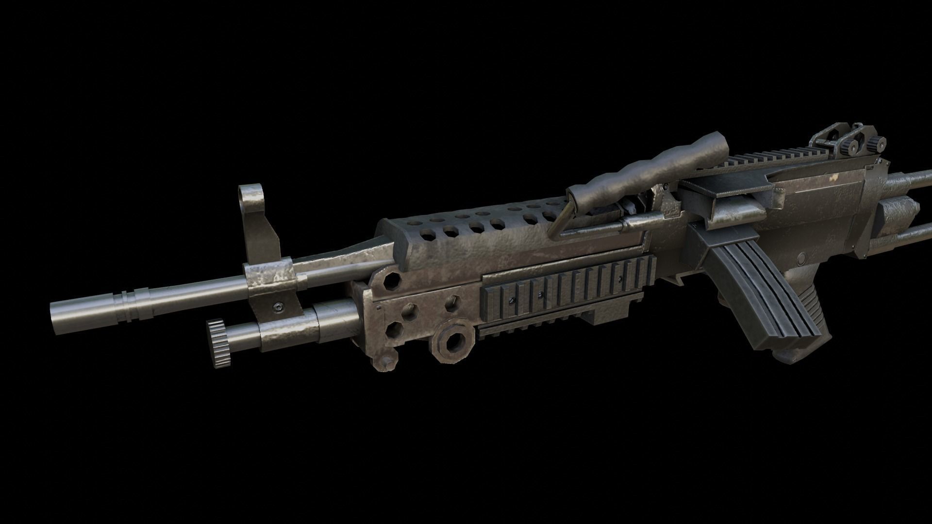 Lowpoly M249 Saw gun 3d Model Free low-poly 3D model_37