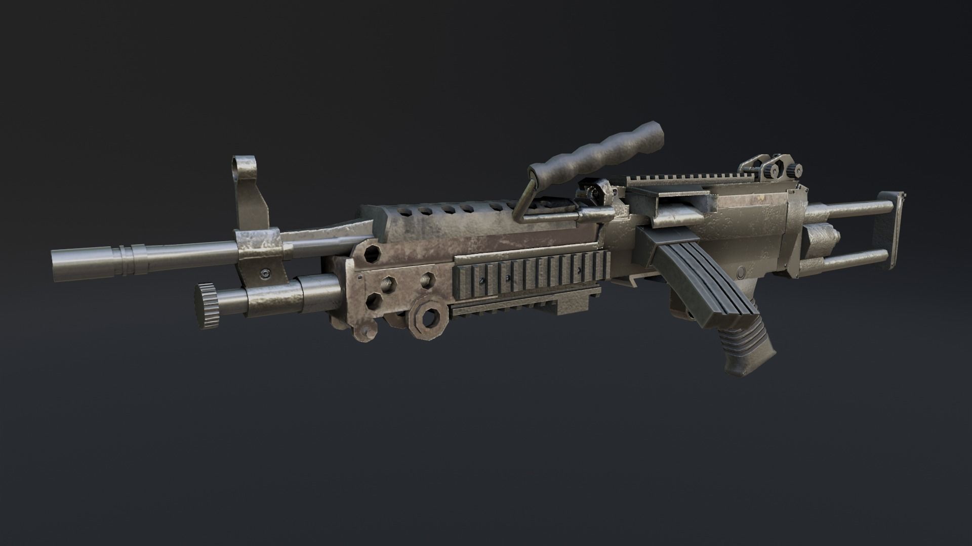 Lowpoly M249 Saw gun 3d Model Free low-poly 3D model_16